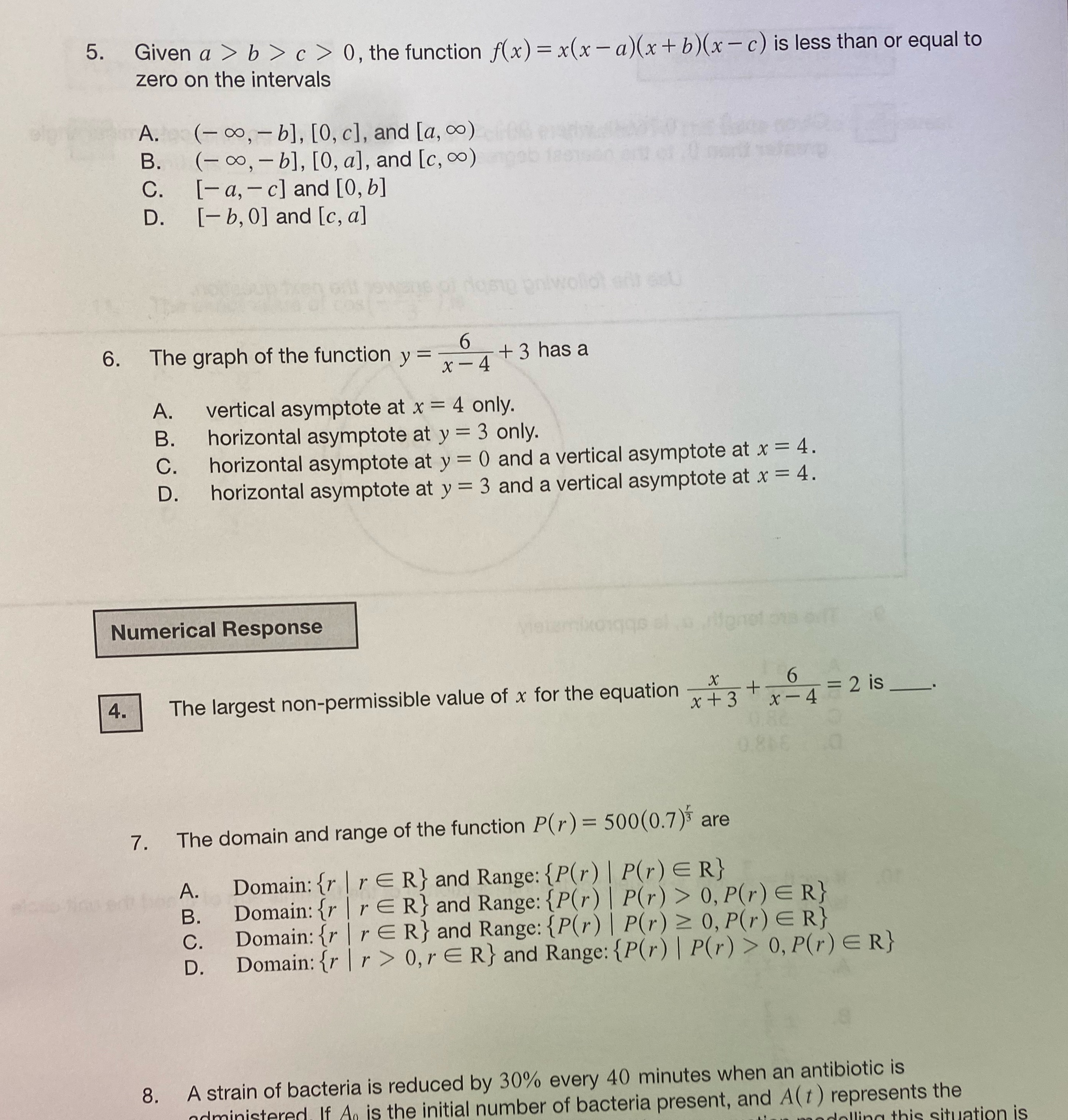  5 . Given a > b > c > 0, the