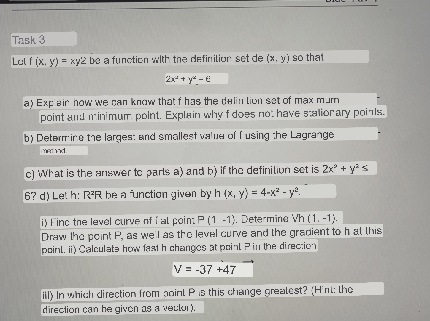  Task 3 Let f (x, y) = xy2 be a function