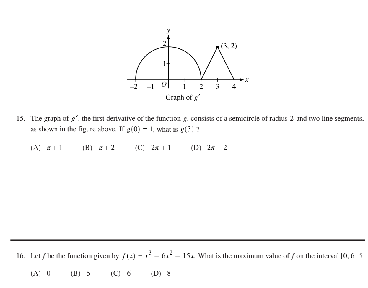 (D) + C 3x + 14. lff'(x) = 3x2+ 2x and f(2)
