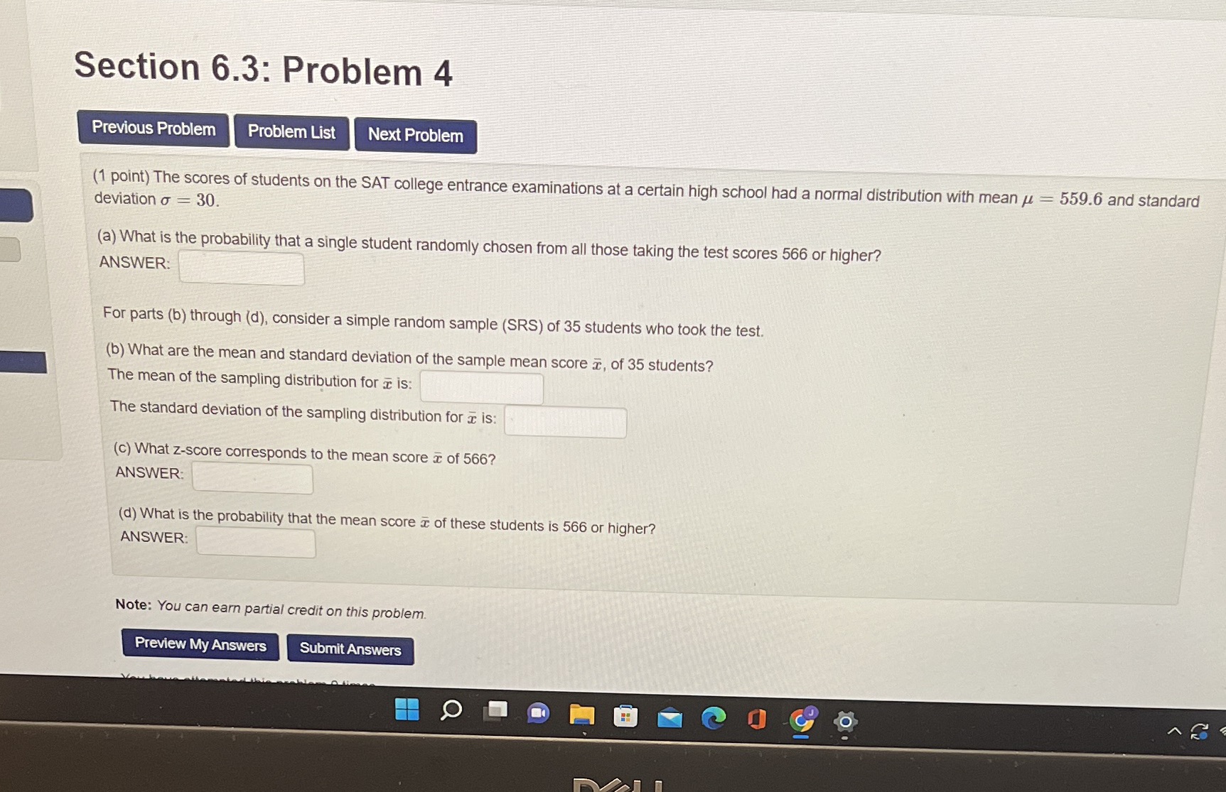 Answer it in full please. Section 6.3: Problem 4 Previous Problem Problem