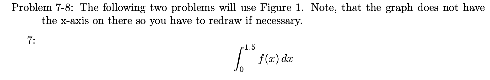 f (:13) dw 1.5 0 Problem 7-8: The following two problems Will