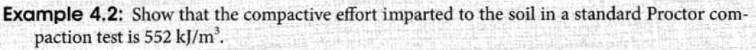 Example 4.2: Show that the compactive effort imparted to the soil