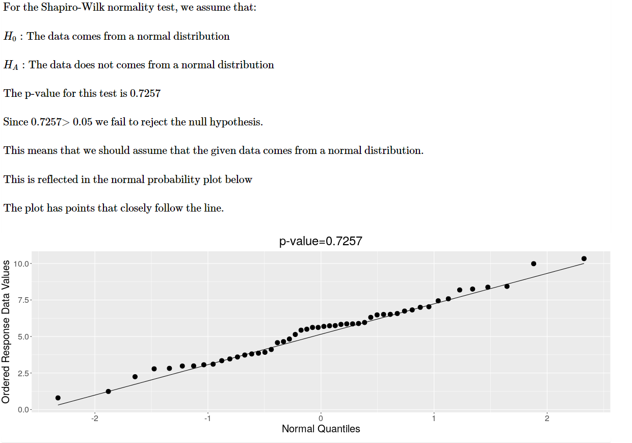 e. Determine the test statistic in this case {show work] d. L'sing