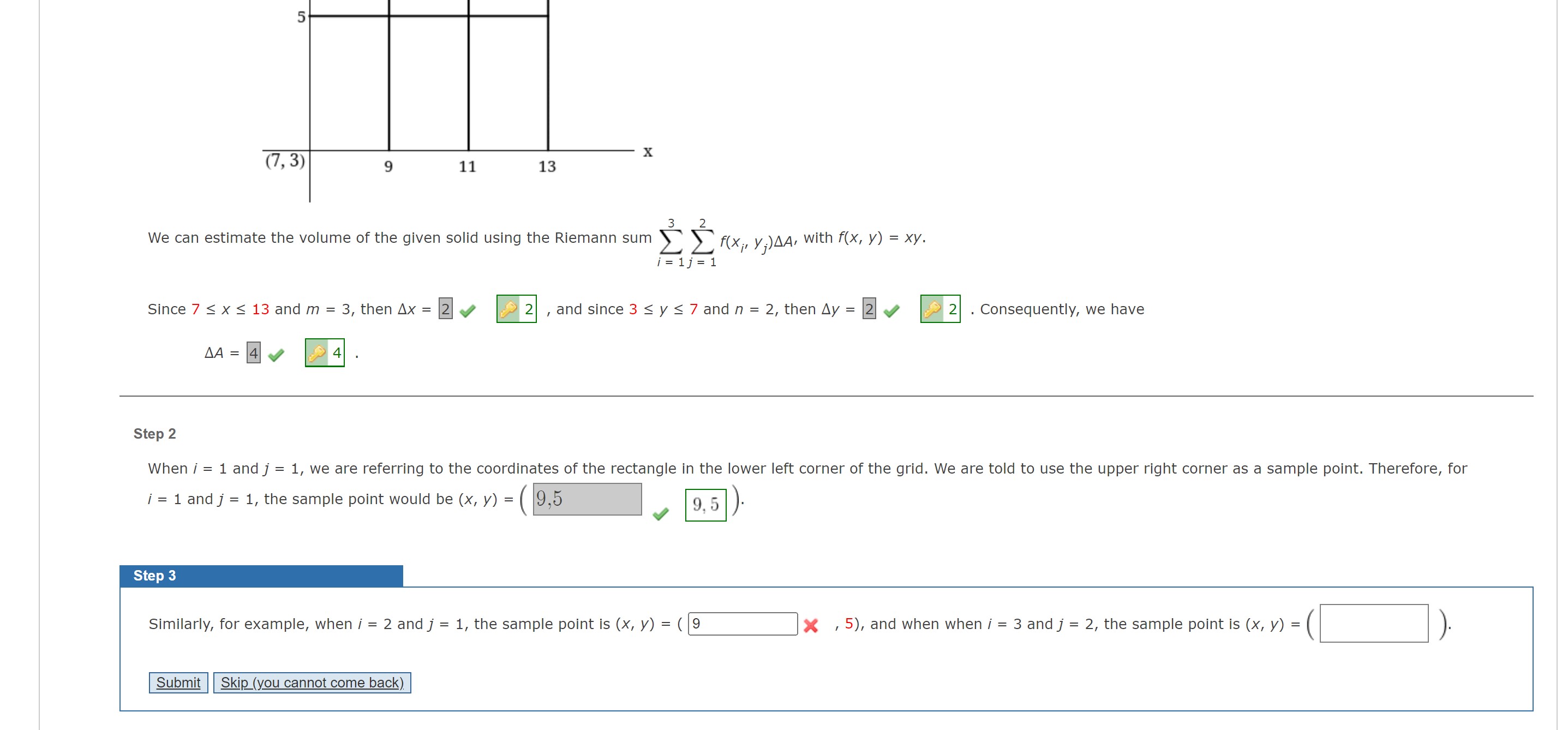 volume of the given solid using the Riemann sum [E (X;, y,