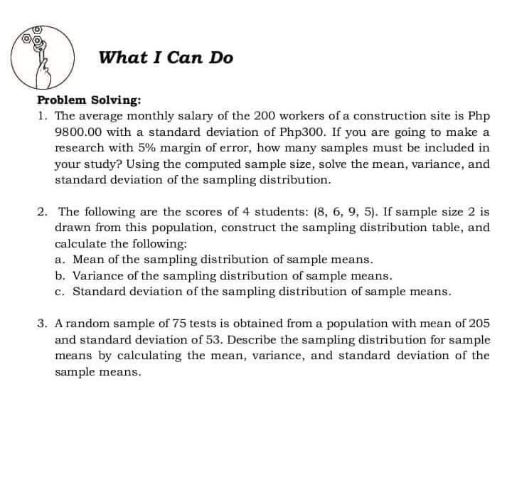 Need help. Thanks What I Can Do Problem Solving: 1. The average