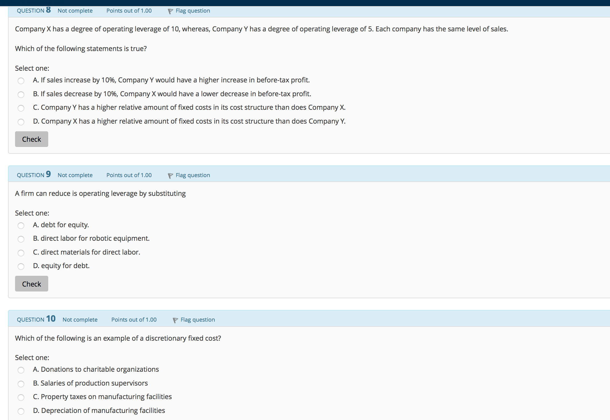 Hello! Can you please help me answer these questions? Thanks! QUESTION 8