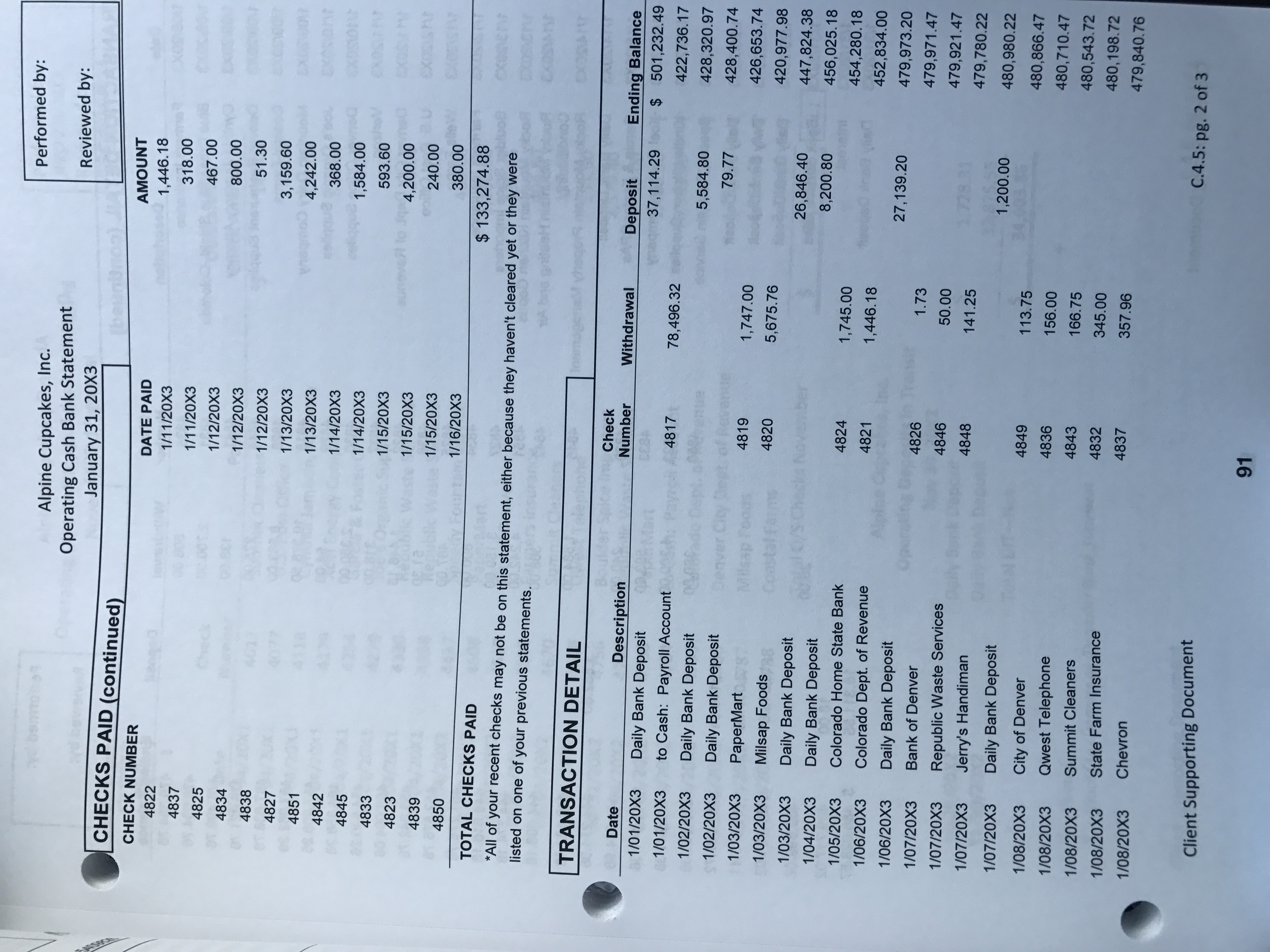 Identify any of the following issues:a. Did they perform all of the