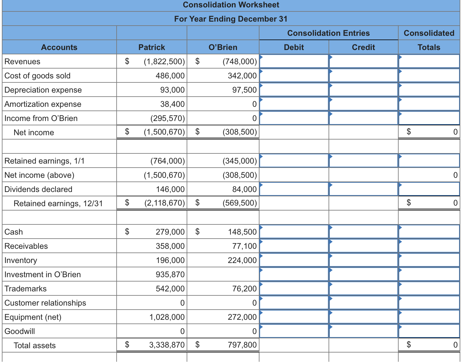 $358,000 at that time. Some of O'Brien's assets either were unrecorded (having
