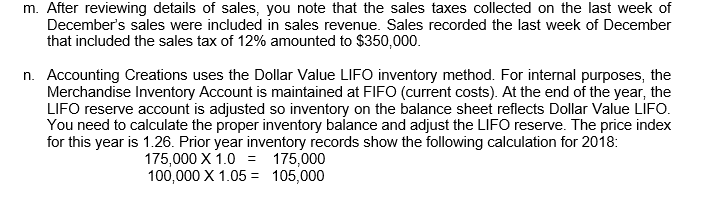 Insurance LIFO Reserve Pre aid Advertisin pre aid Rent Office su lies