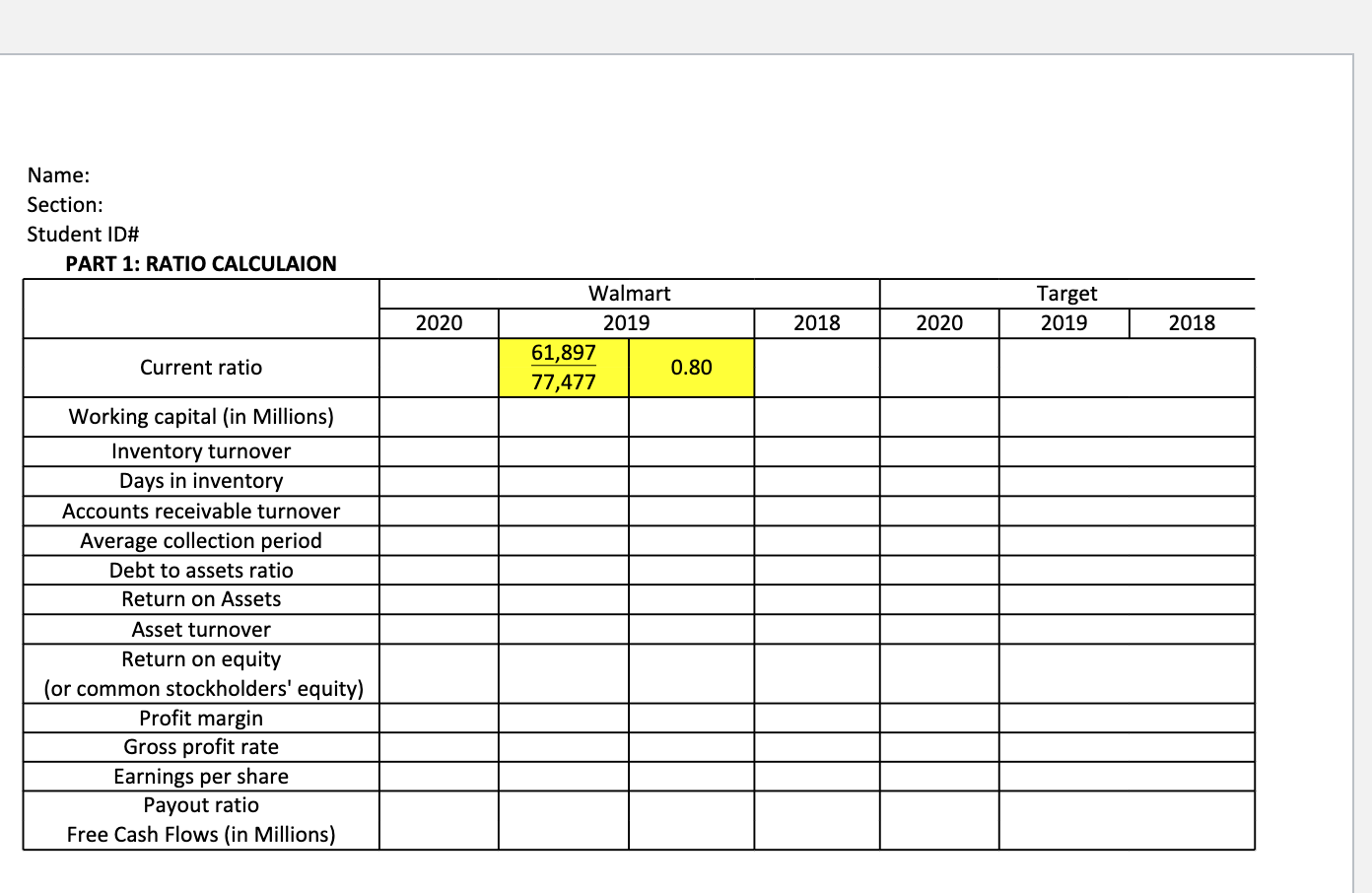 Round to the nearest millions for working capital and free cash flows.