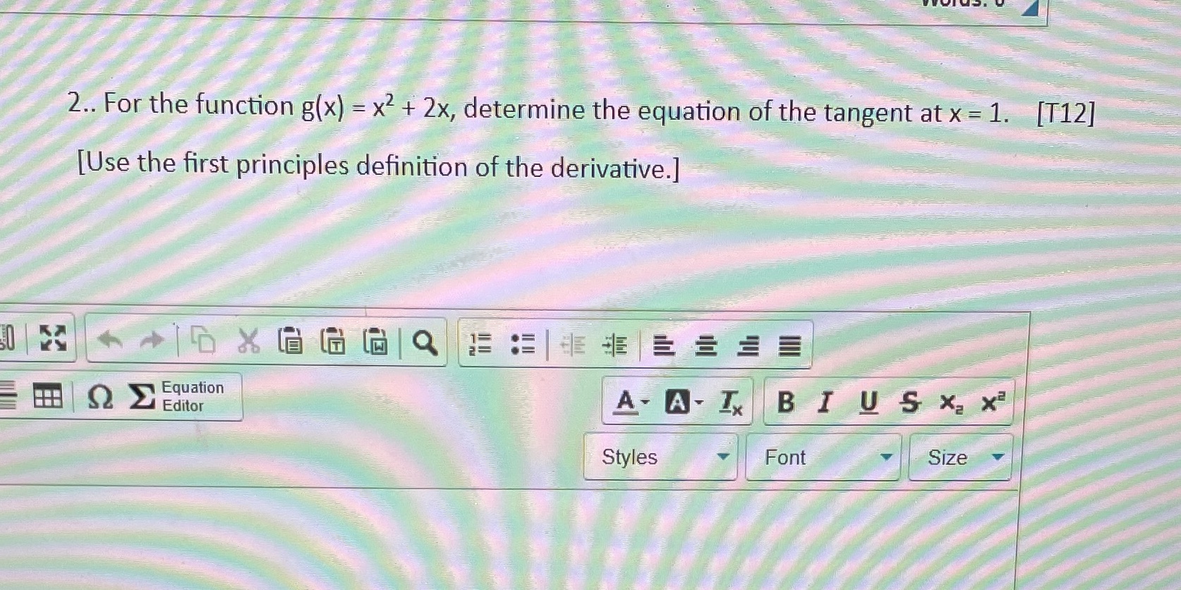  2.. For the function g(x) = x2 + 2x, determine the