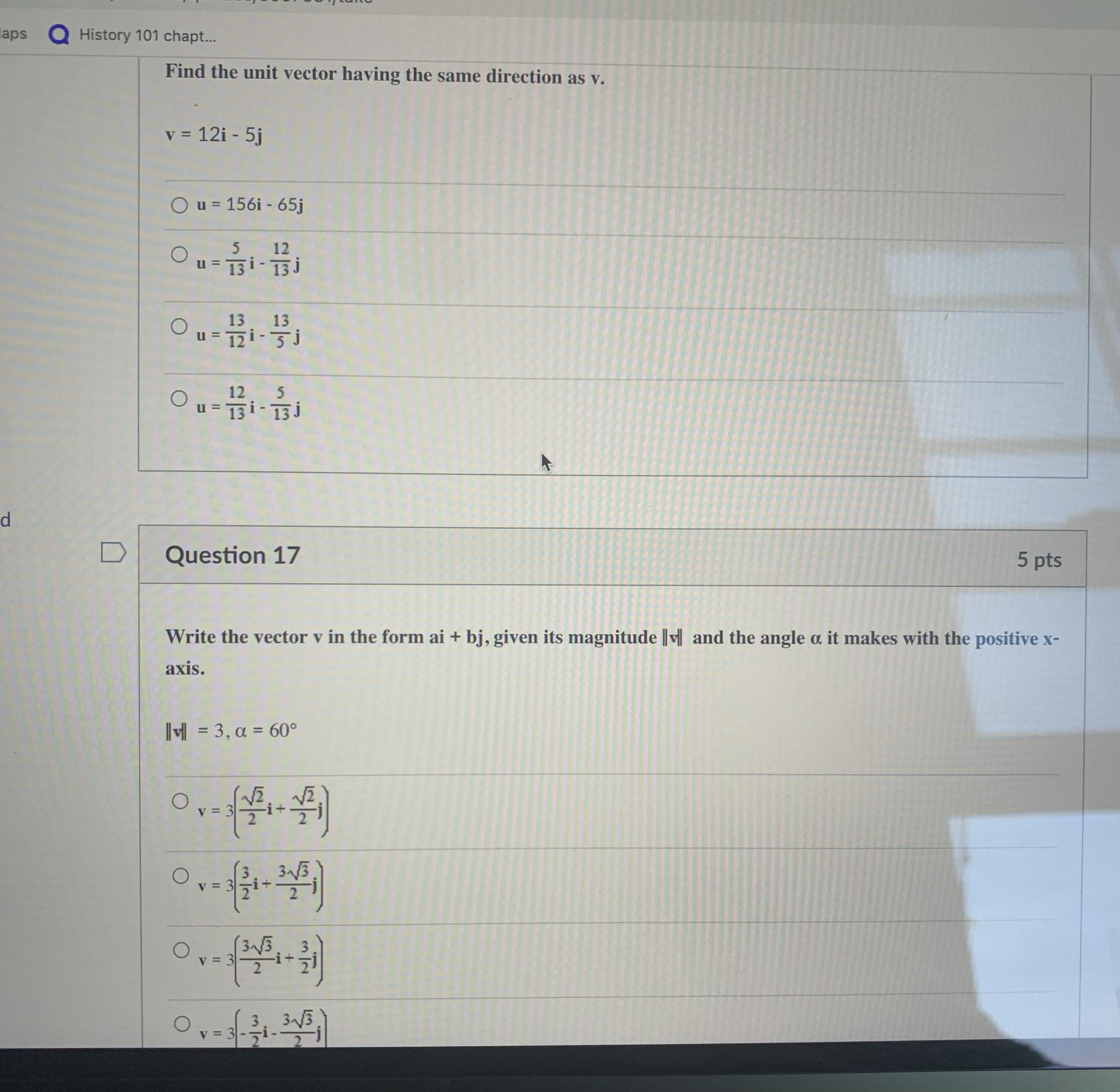 laps History 101 chapt... Find the unit vector having the same