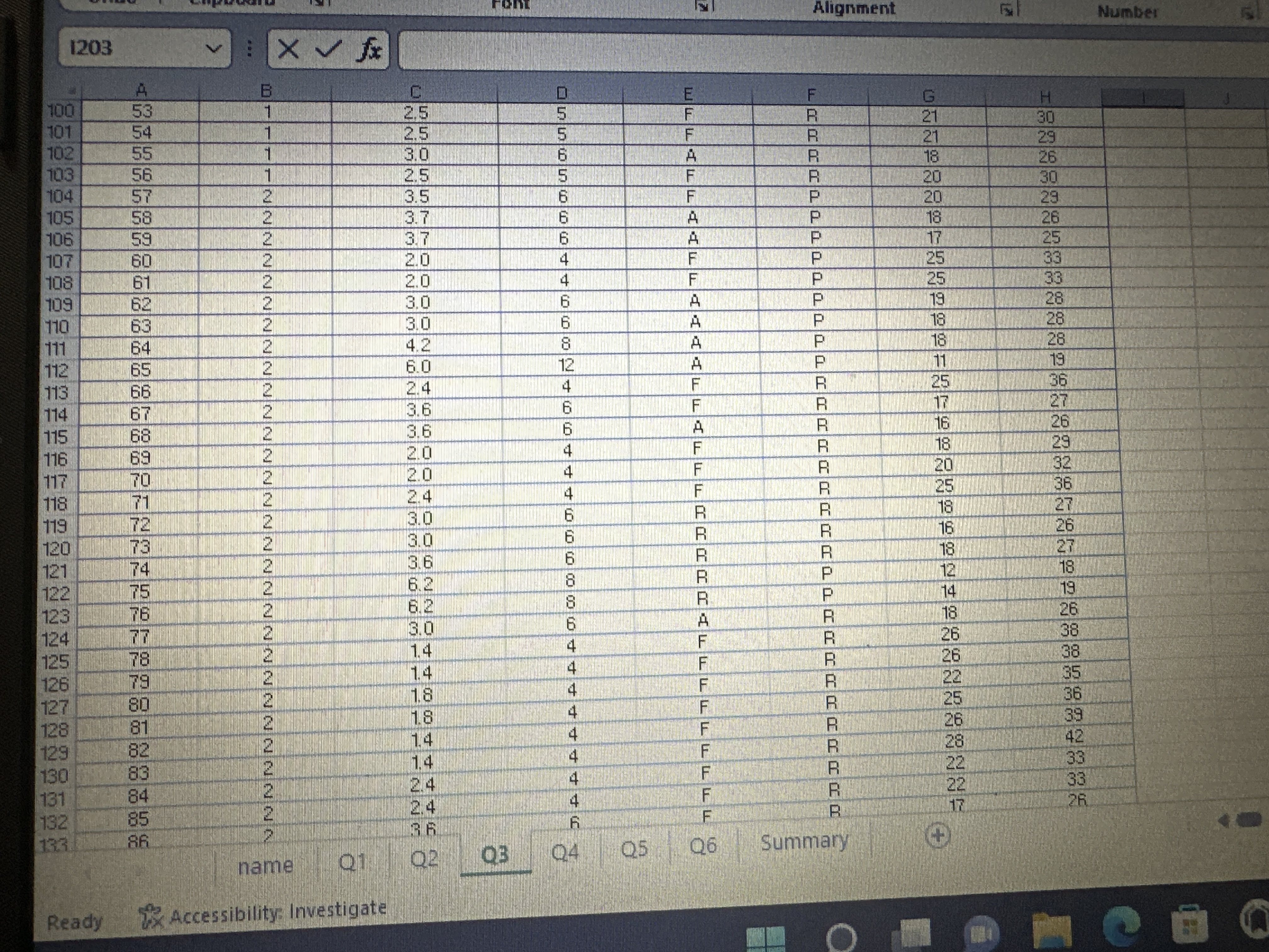 data values are in this data set? 30 31 32 e) Make