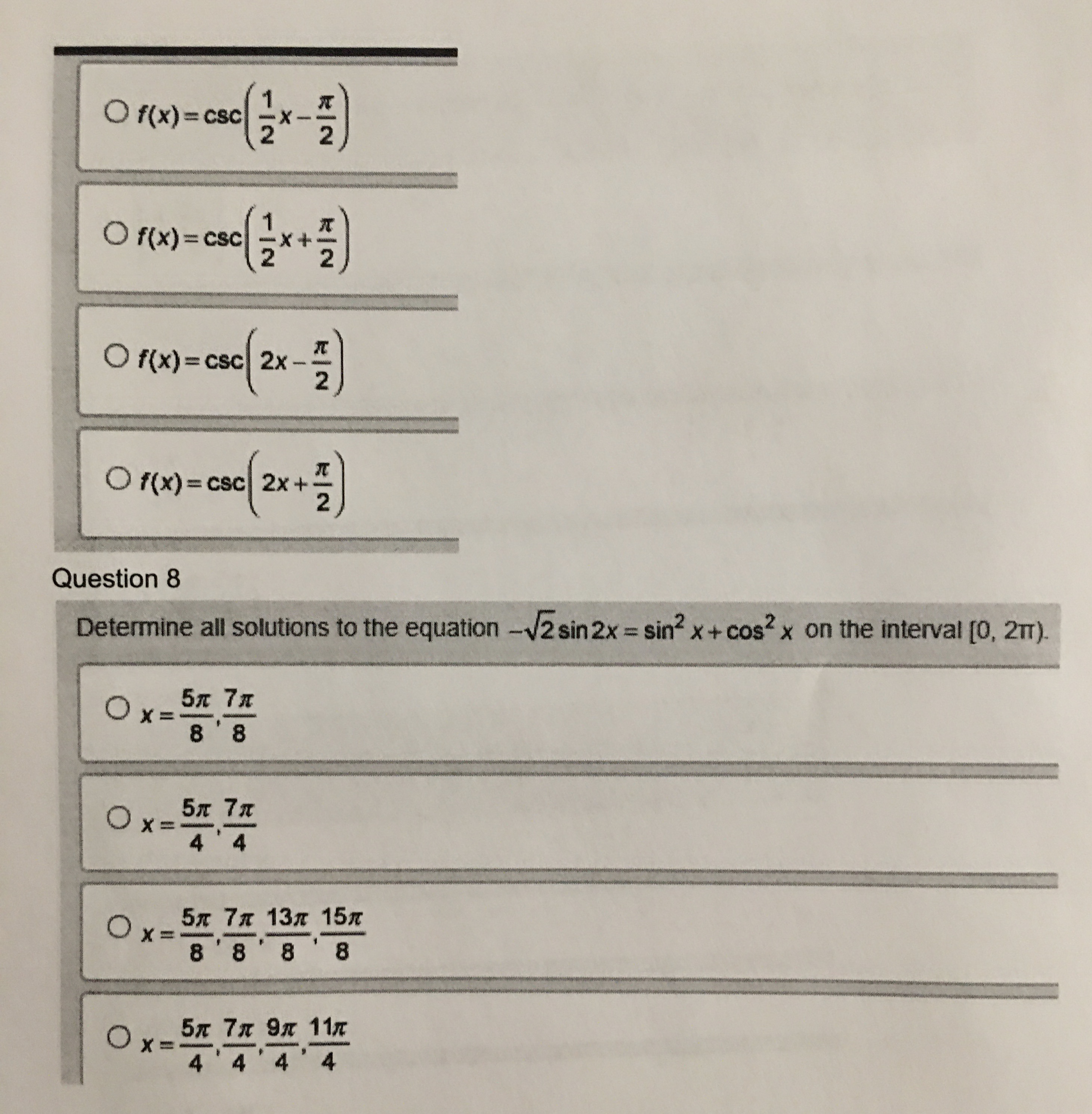 Which of the following identities is equal to cote? O 1+ sec20