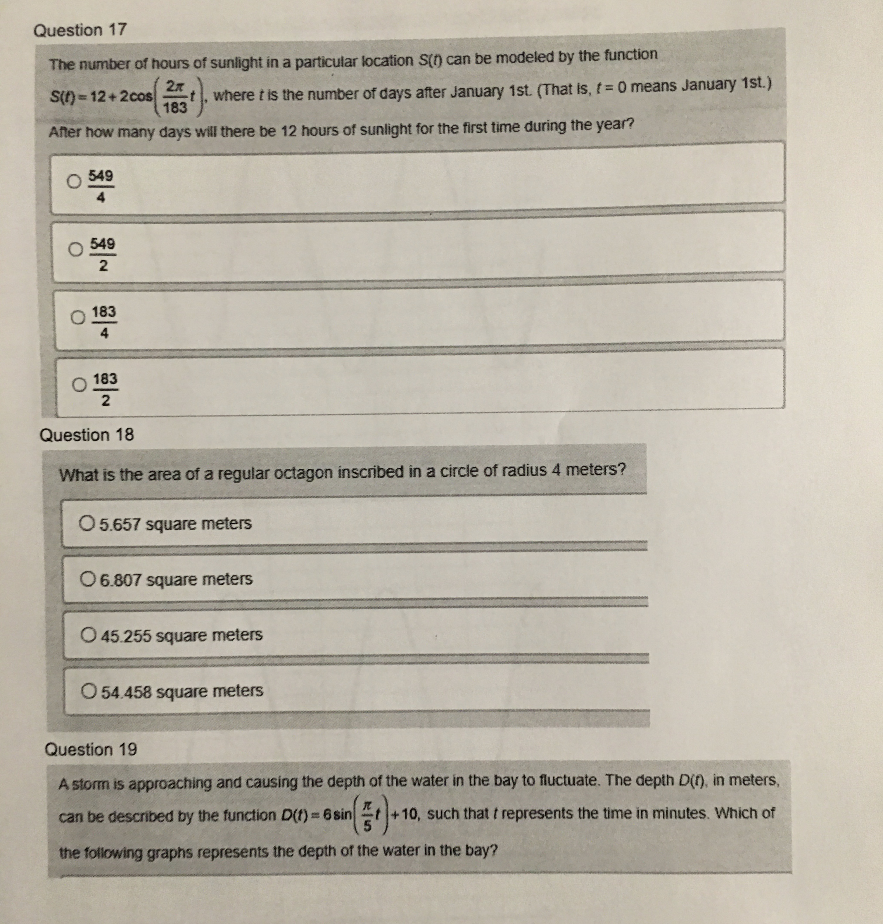 '6 Question 10 Which of the following shows the simplified function of