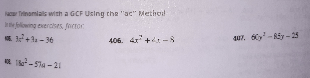 Need help breaking down the GFC with the ac method Factor Trinomials