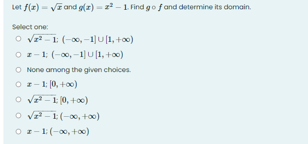 Let f(x) = vx and g(x) =c - 1. Find go
