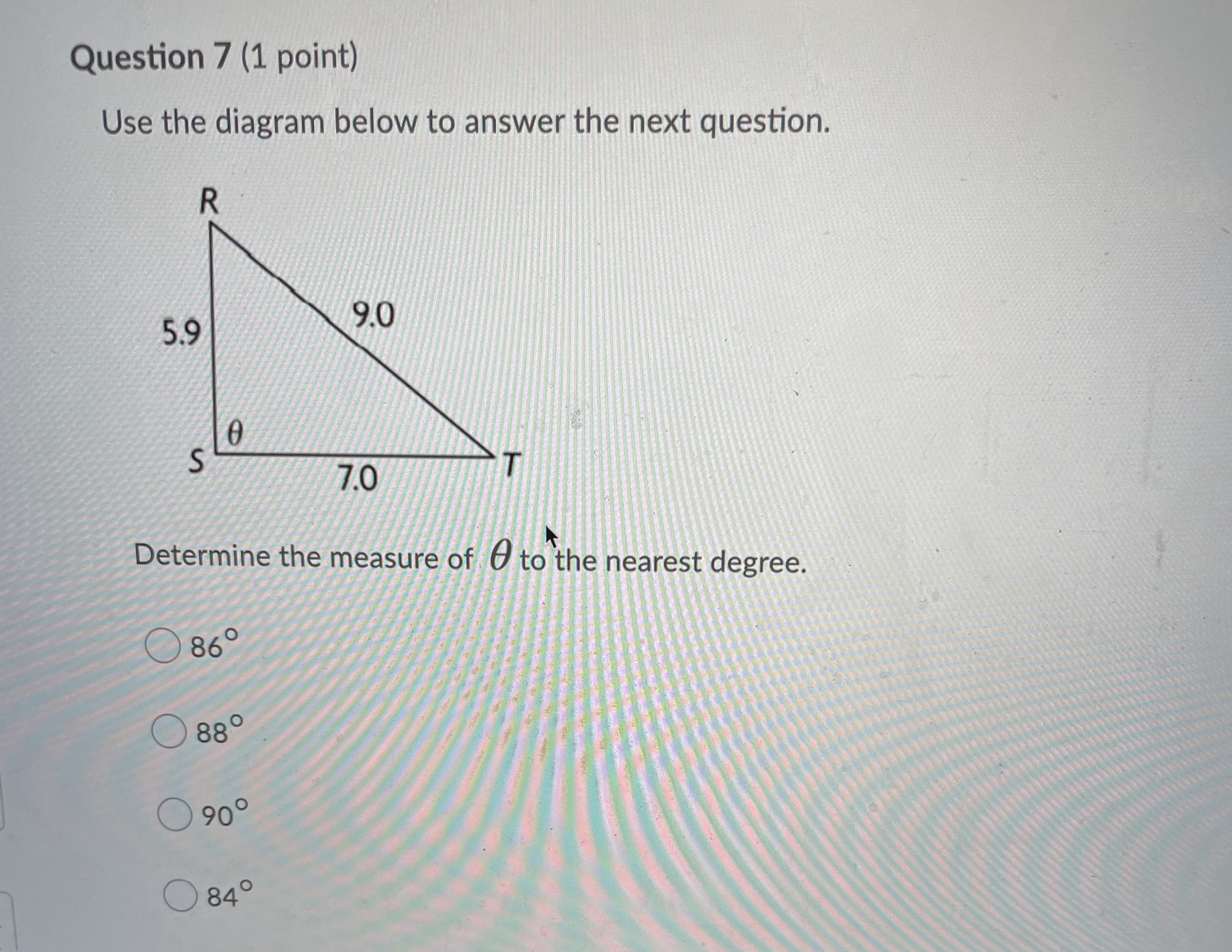  Question 7 (1 point) Use the diagram below to answer the