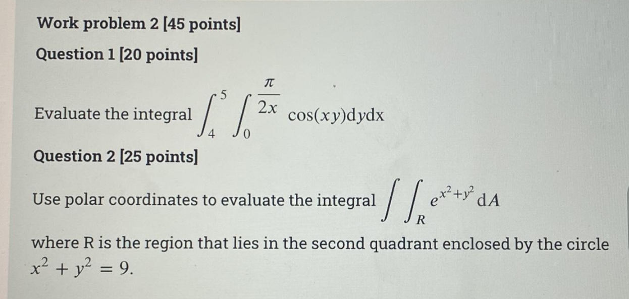 I need solve this problem Work problem 2 [45 points] Question 1