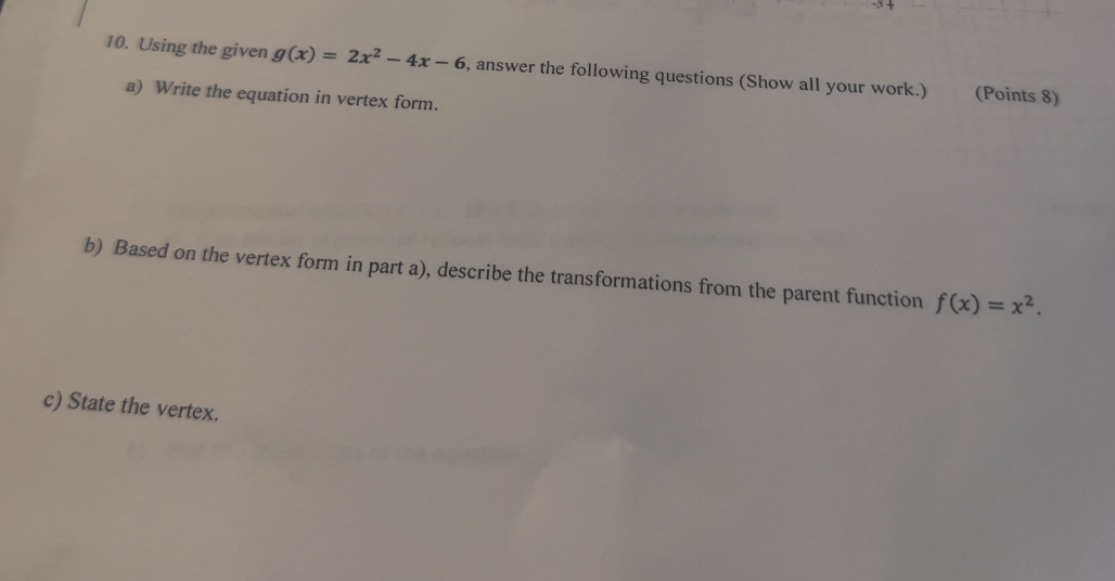 10 please do it 10. Using the given g(x) = 2x2 -