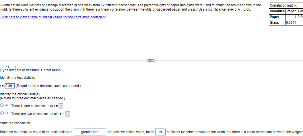 62 different households. The paired weights of paper and glass were used