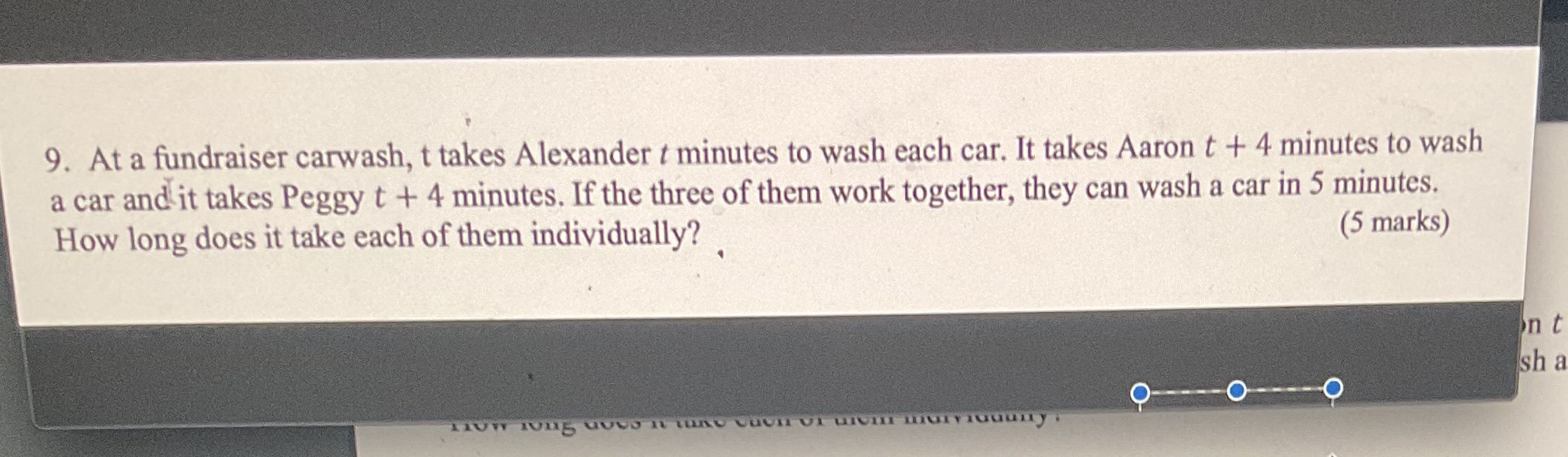 Correction: it takes Alexander... Show all work no explanation needed 9. At