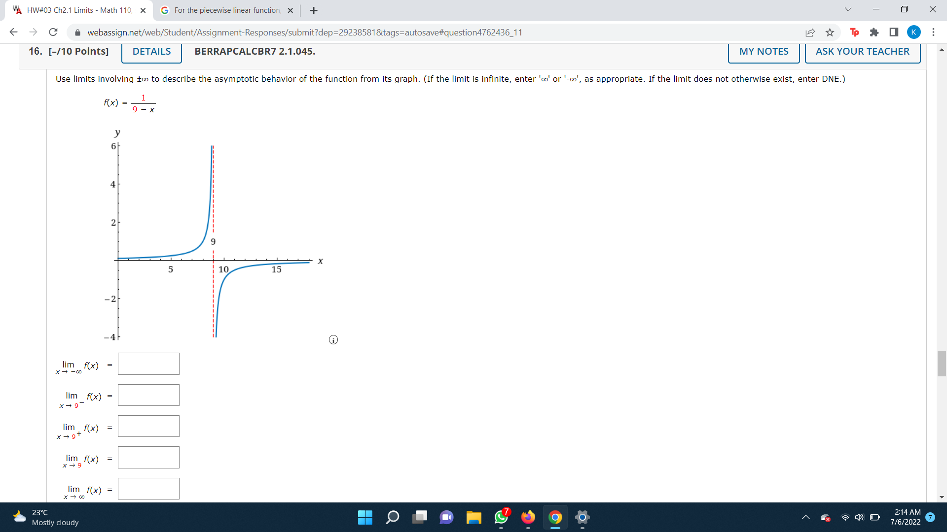 C a webassign.net/web/Student/Assignment-Responses/tutorial?dep=29238581&tags=autosave#question4762346_7 To * 0 Submit Answer 9. [-/3 Points] DETAILS