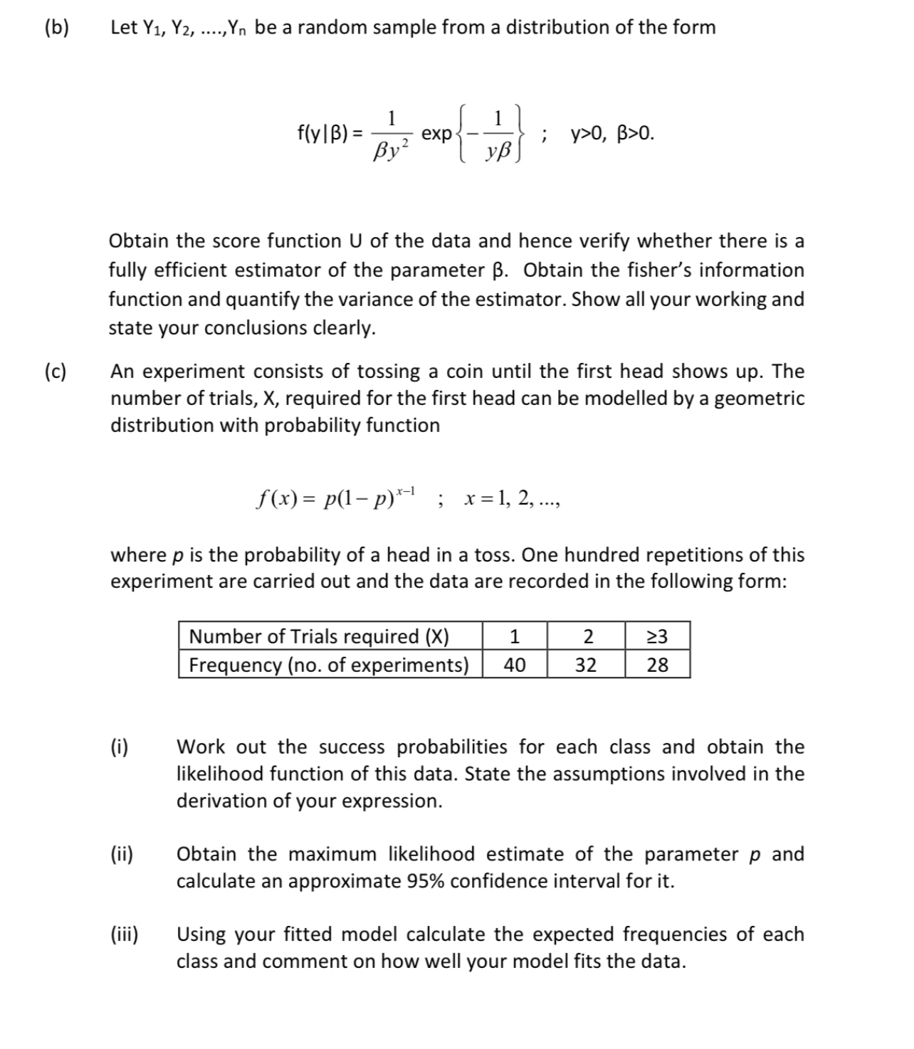 a distribution of the form 1 l f(Vll3l= 1 exp{} ; y>0,