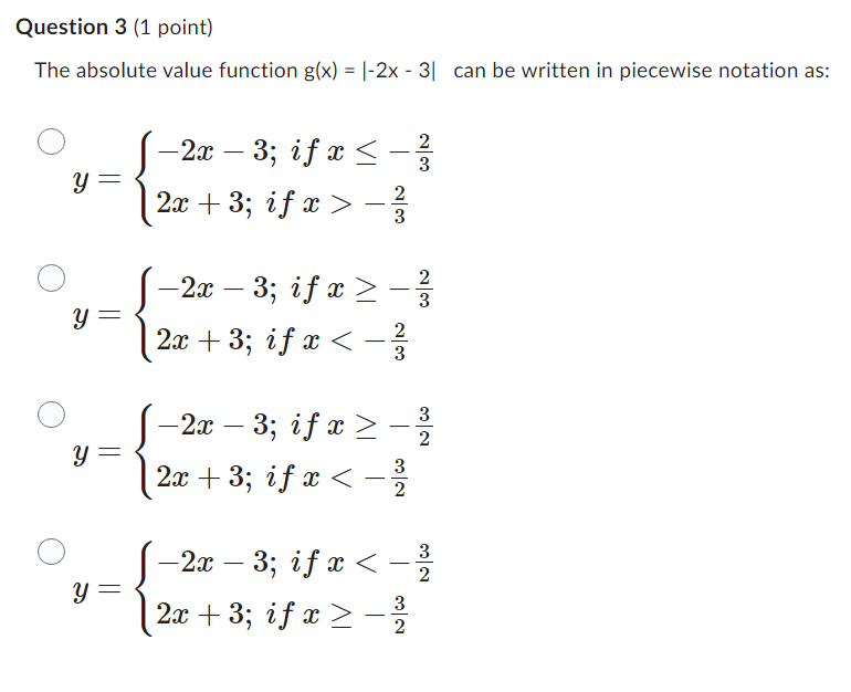 written in piecewise notation as: 2x - 3; if x5-3 y =