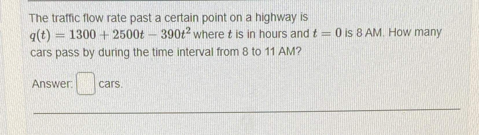 I need help on this question The traffic flow rate past a