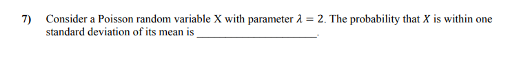2. The probability that X is within one standard deviation of its
