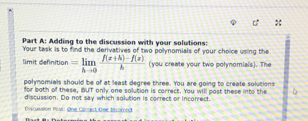 Part A: Adding to the discussion with your solutions: Your task