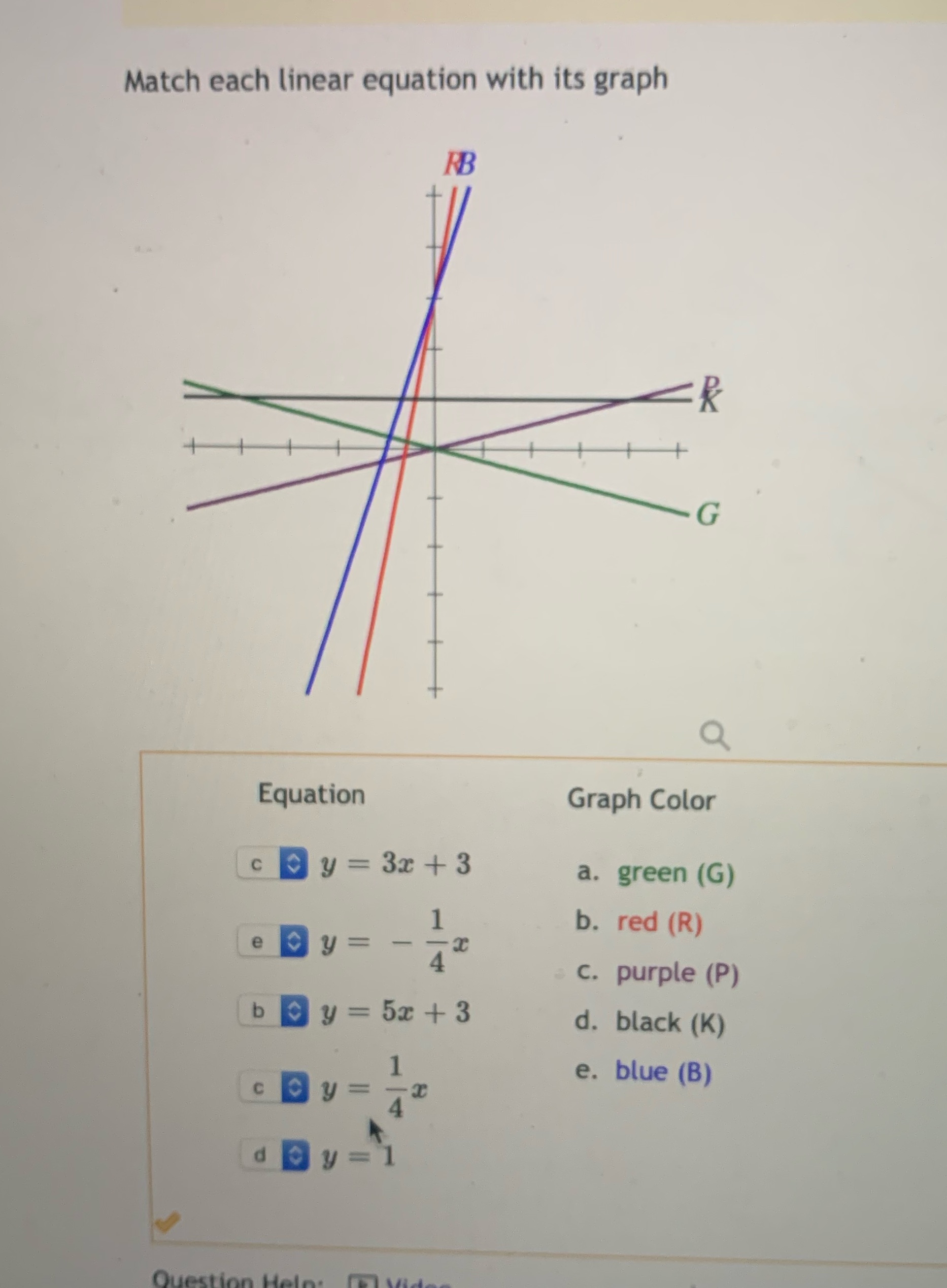  Match each linear equation with its graph FB G Q Equation