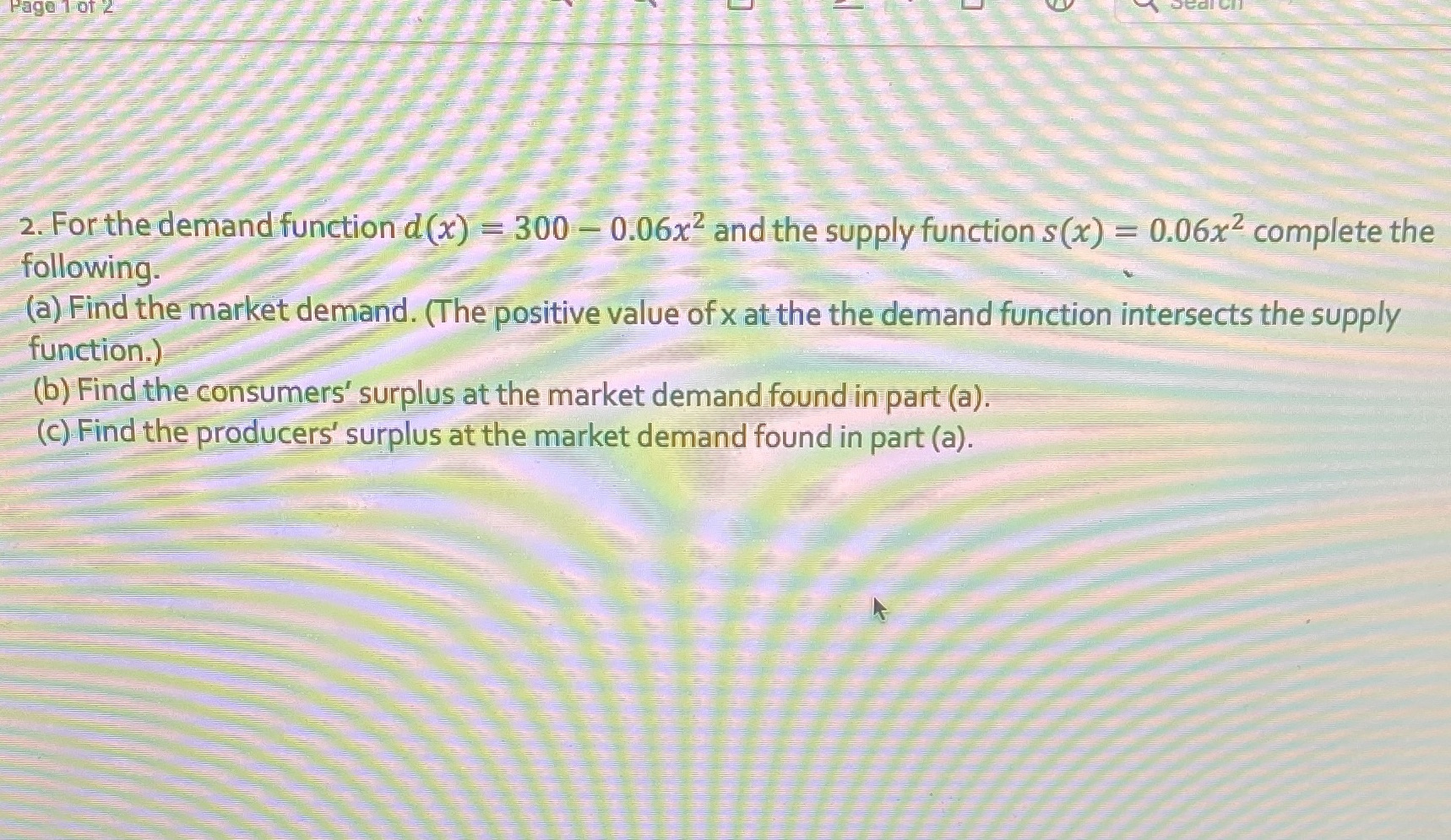PagesFor 2. For the demand function d(x) = 300 - 0.06x2