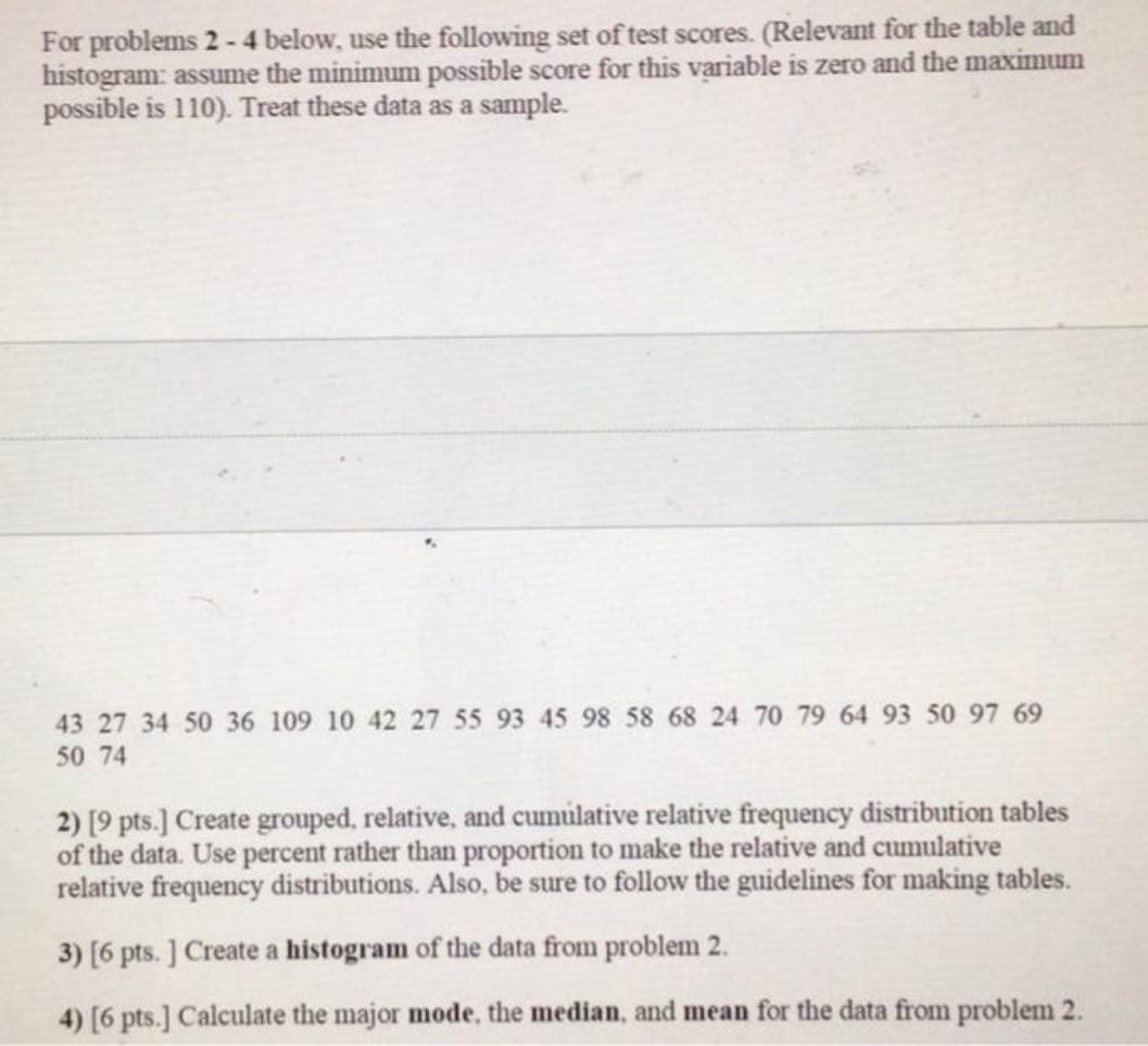 please answer asap For problems 2 - 4 below, use the following