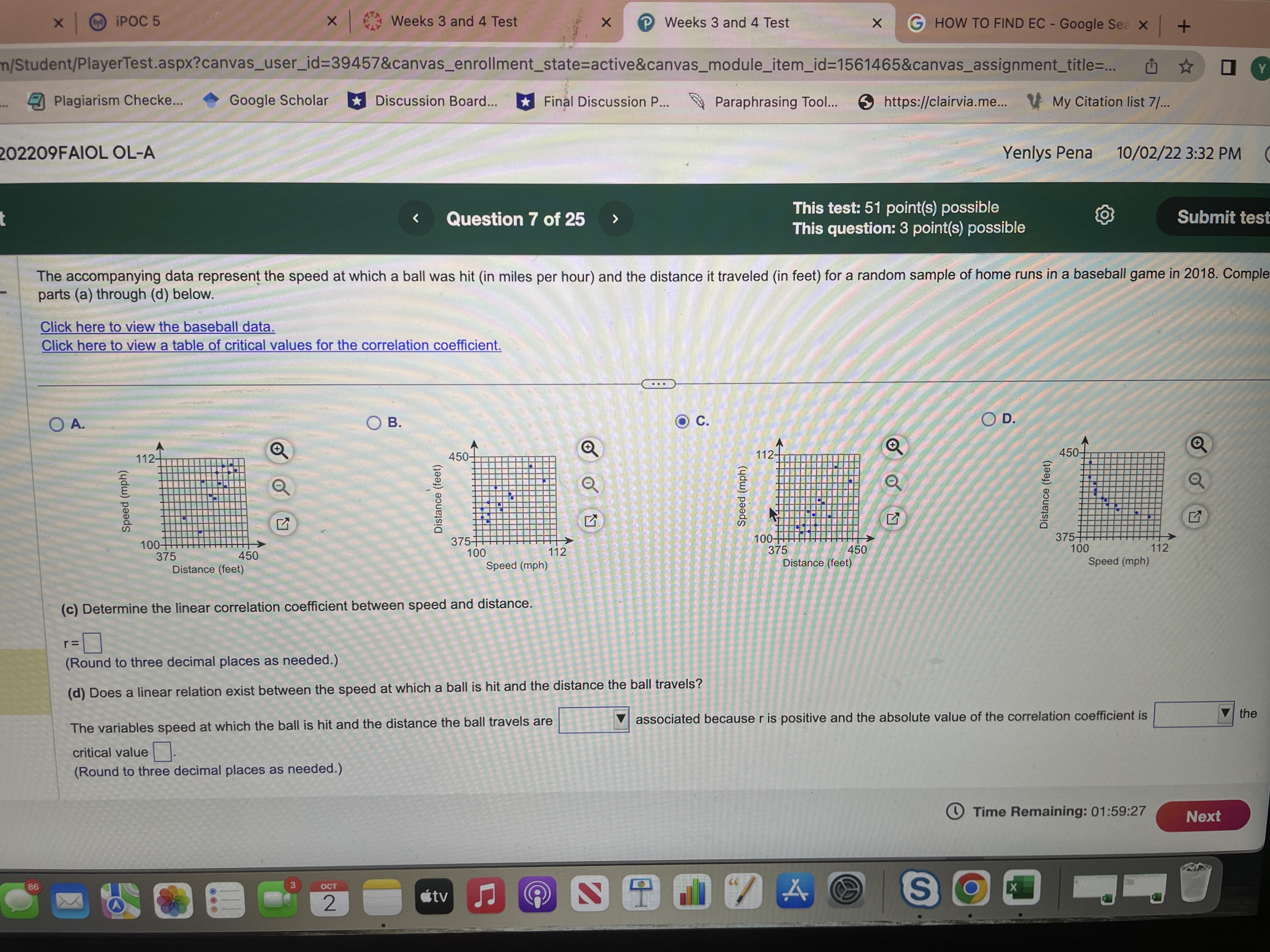  This tes This que nt the speed at which a ball