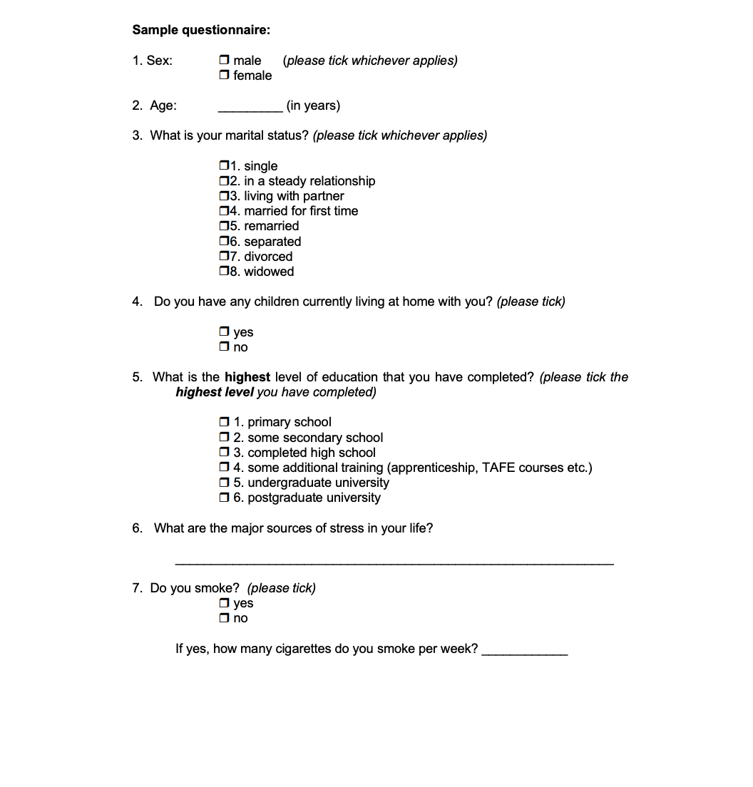 based on the questionnaire below which test should I run? A T-test,