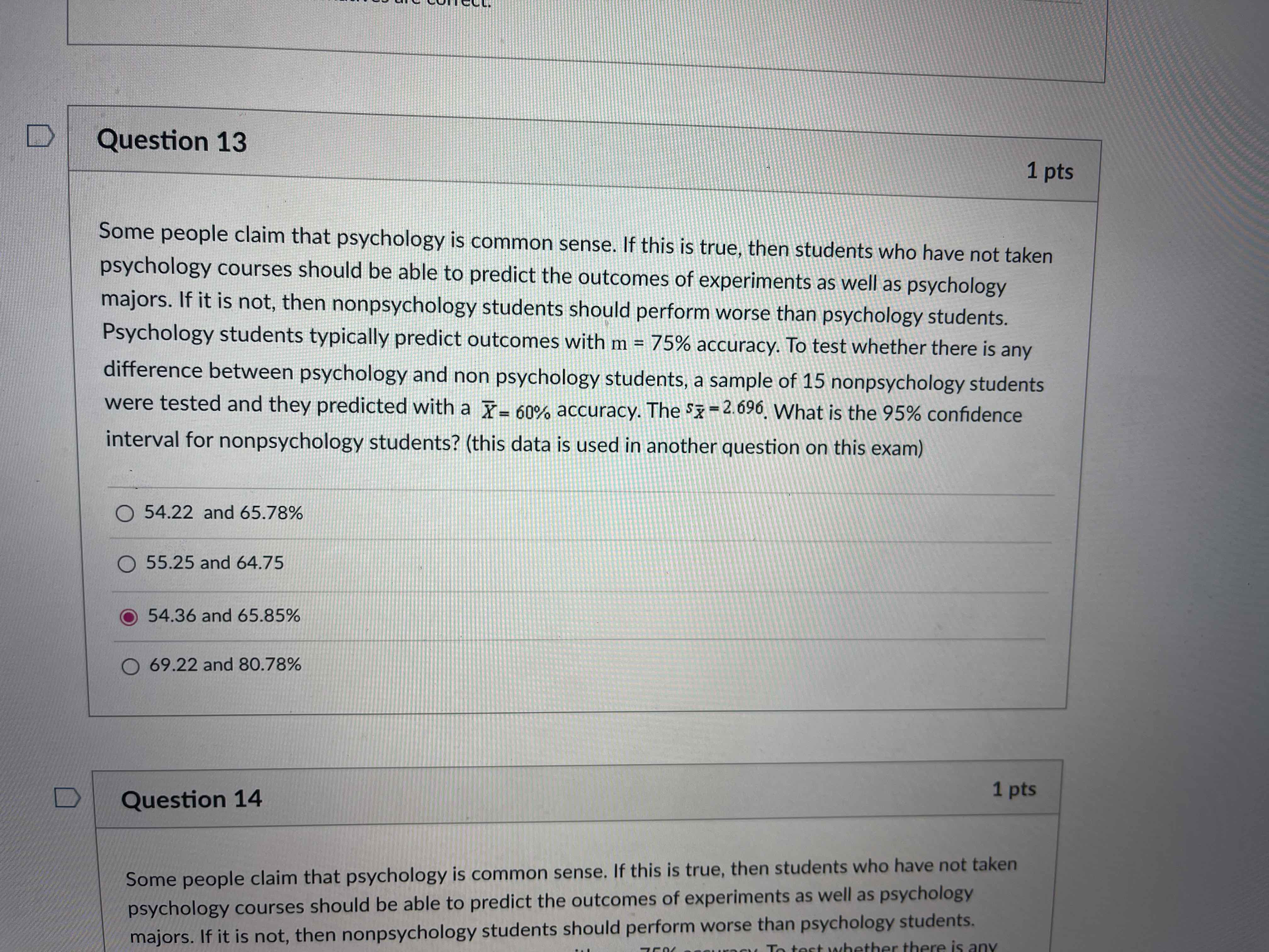 nonpsychology students should perform worse than psychology students. Psychology students typically predict