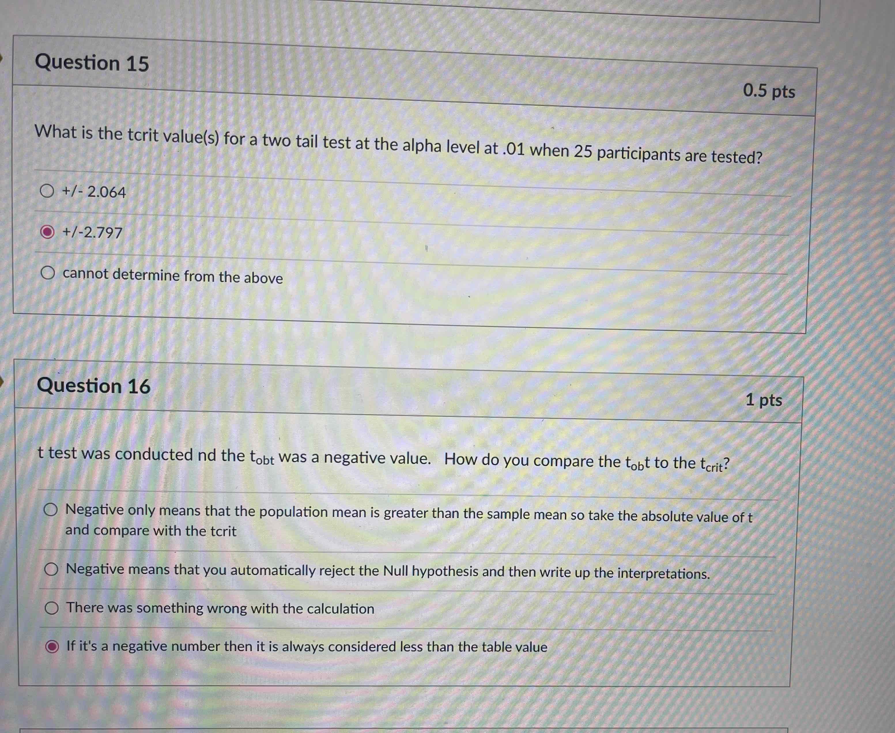 difference between psychology and non psychology students, a sample of 15 nonpsychology