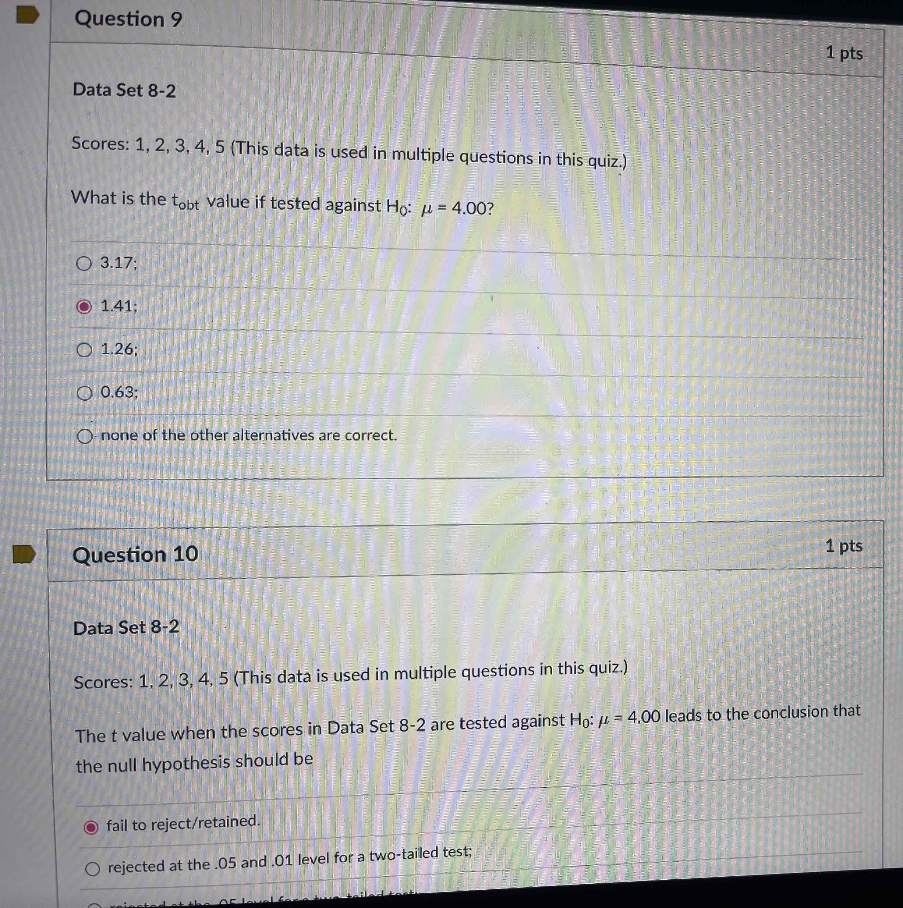 data is used in another question on this exam) 54.22 and 65.78%