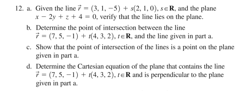 3(2, 1, 0), 56R, and the plane x 2y + z +