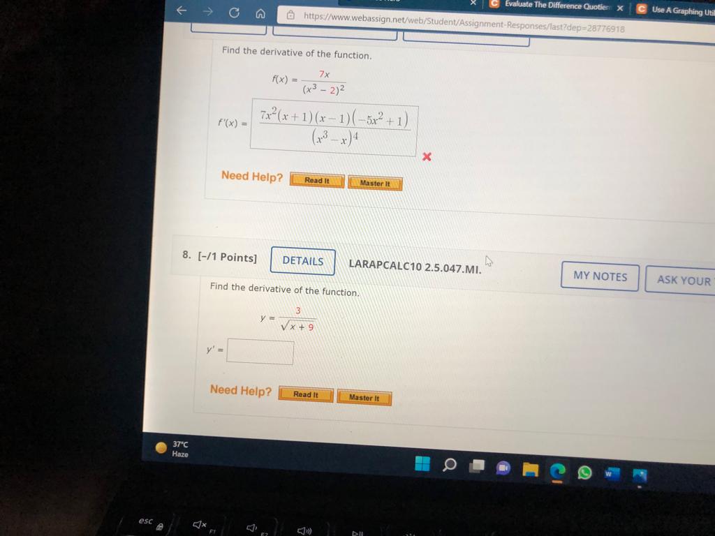 Rule to find the derivative of the function. F(x) = (2x3 -