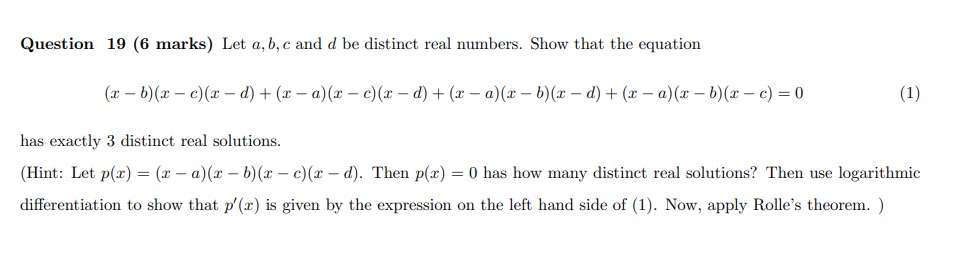  Question 19 (6 marks) Let a, b, c and d be