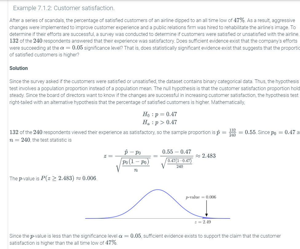 sponsored a survey of 140 customers and found that 98 customers were