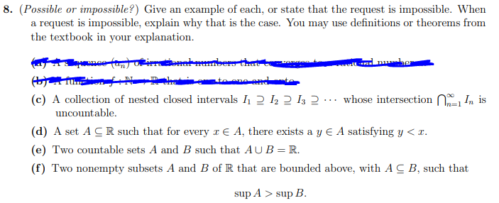  8. ( Possible or impossible? ) Give an example of each,