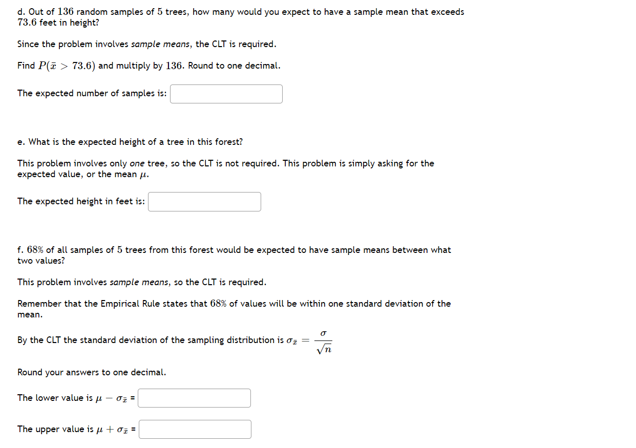 different scenarios, to help you recognize when to apply the CLT and
