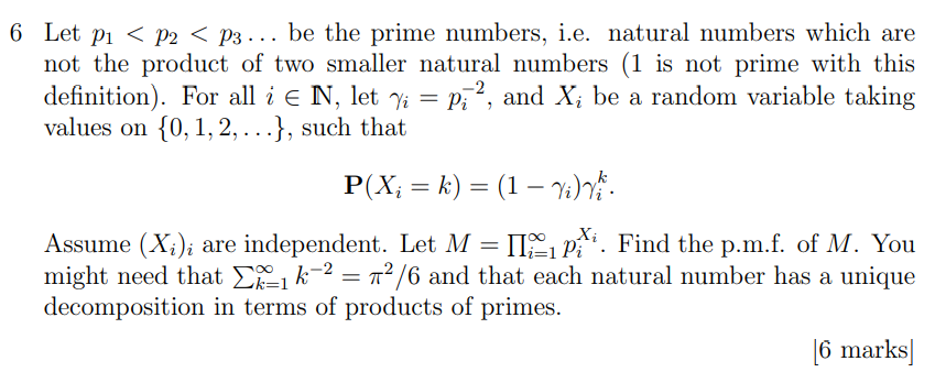 6 Let P1 < P2 < P3 . be the prime numbers,