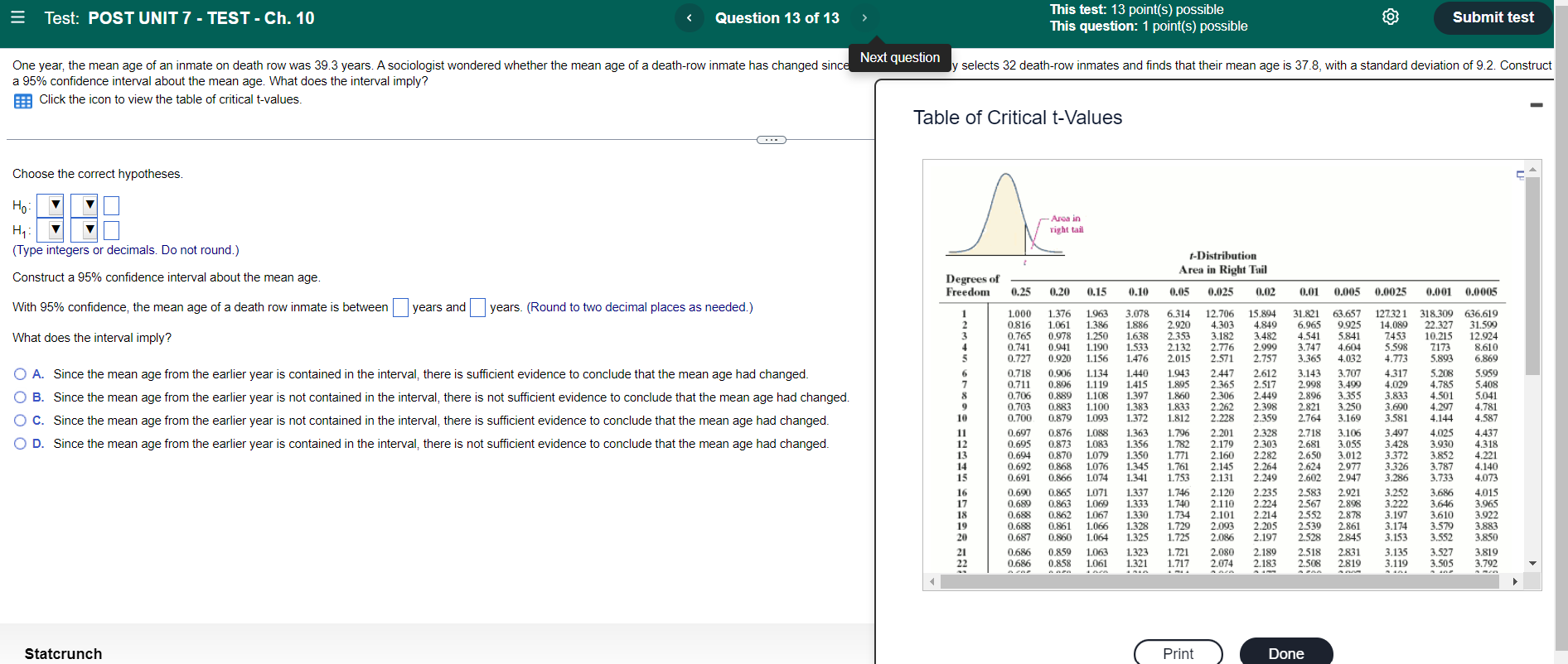 a random sample of 31 high-income individuals and found the sample mean