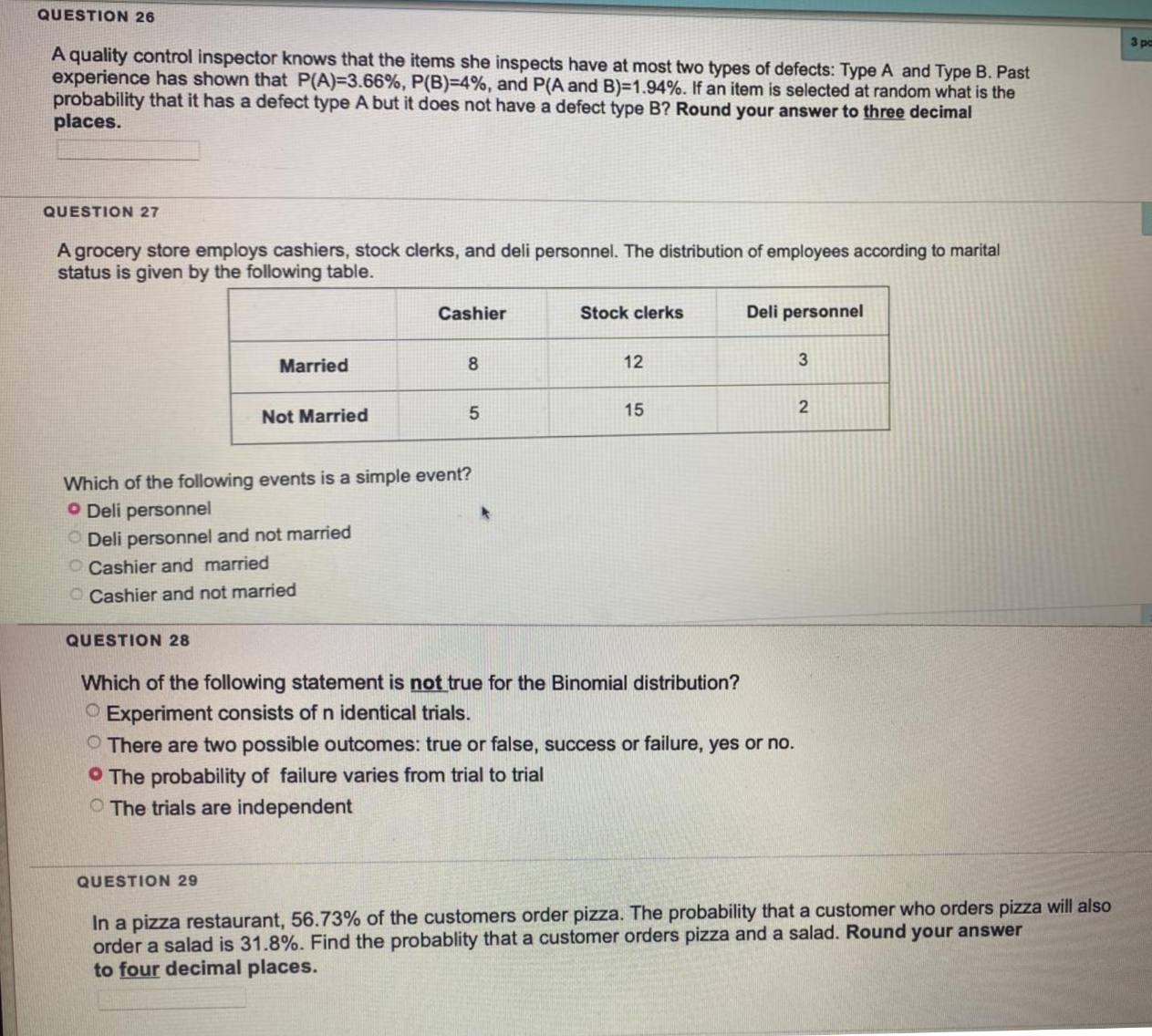 I need solve this questions QUESTION 26 A quality control inspector knows