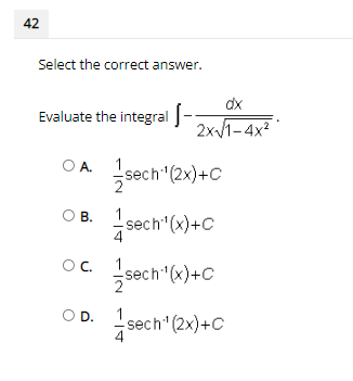 of f(x) = csch-1(x?) OA. 2 XX* +1 OB. 2 + 1